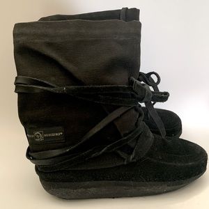 Steger Mukluk Black Leather Quetico Snow Winter Women's Moccasins Boots Size 7